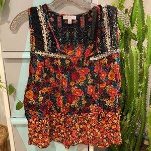 Floral boho dressy tank top size m
